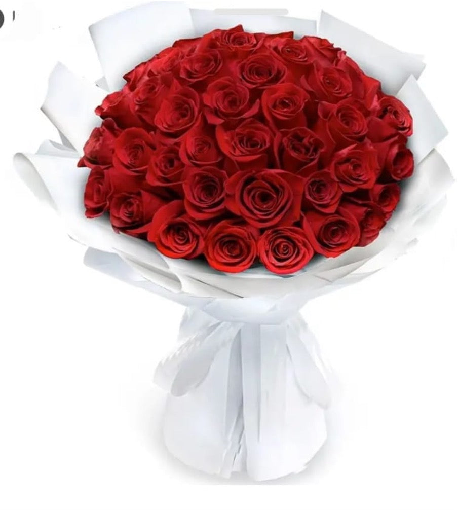 Red Rose Bouquet - White Wrap